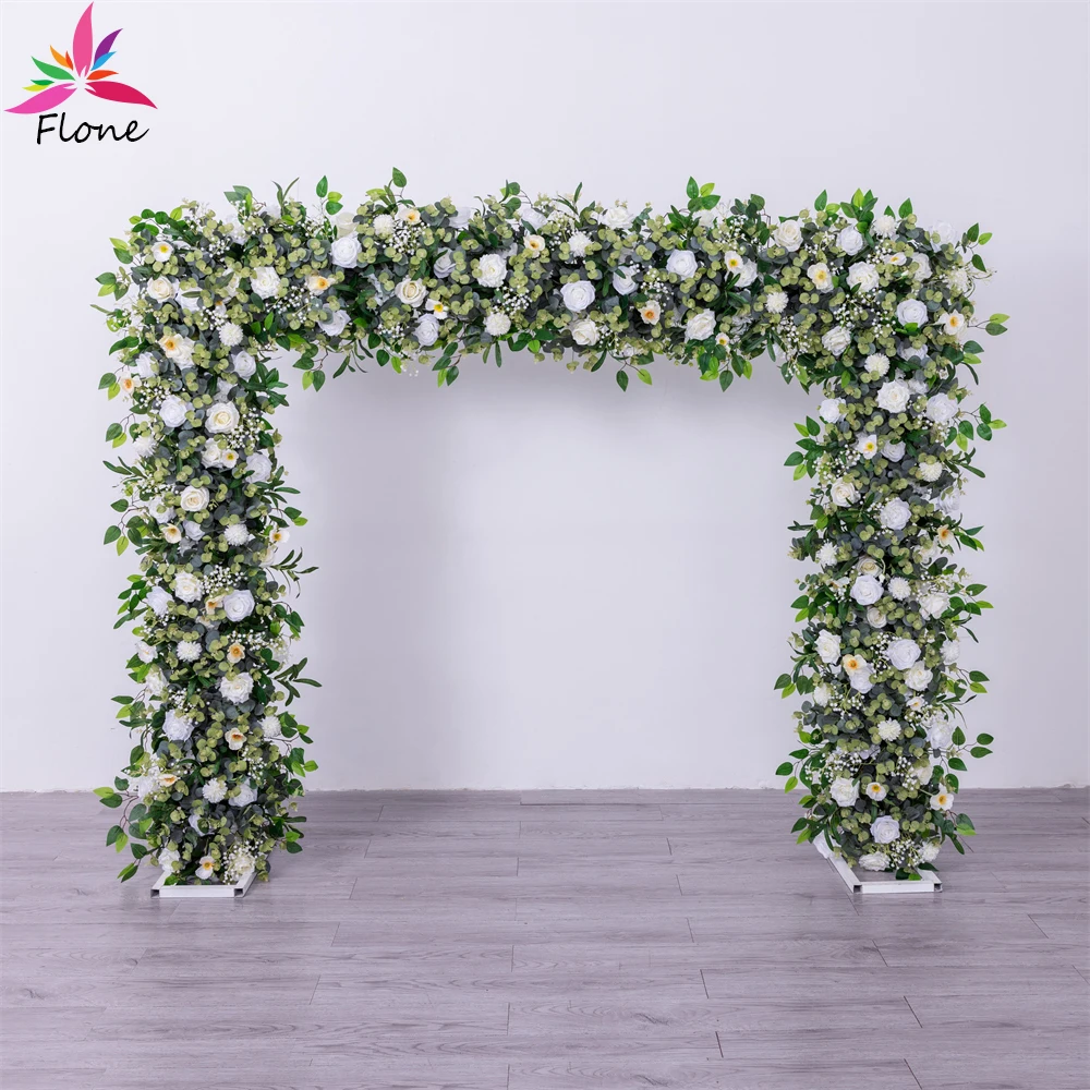 

Wedding Backdrop Decoration Flower Row Artificial White Rose Green Eucalyptus 1.8x0.4m Fleur Artificielle Event Party Decor