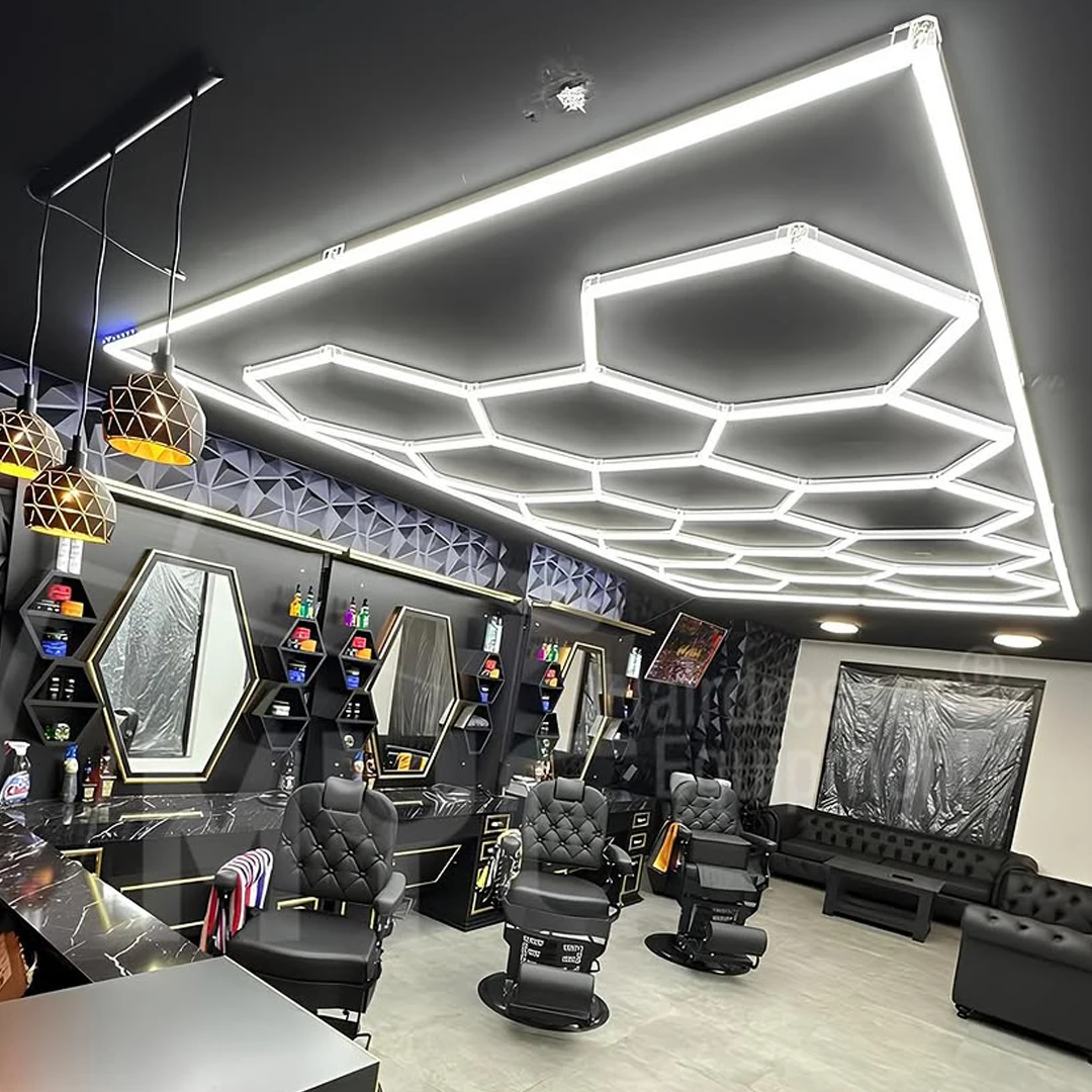 Barbershop 3000K 4500K 6500K 3 Color Transform Hexagon Garage Light LED Ceiling Lights 110V-240V Honeycomb LED Tube Illumination