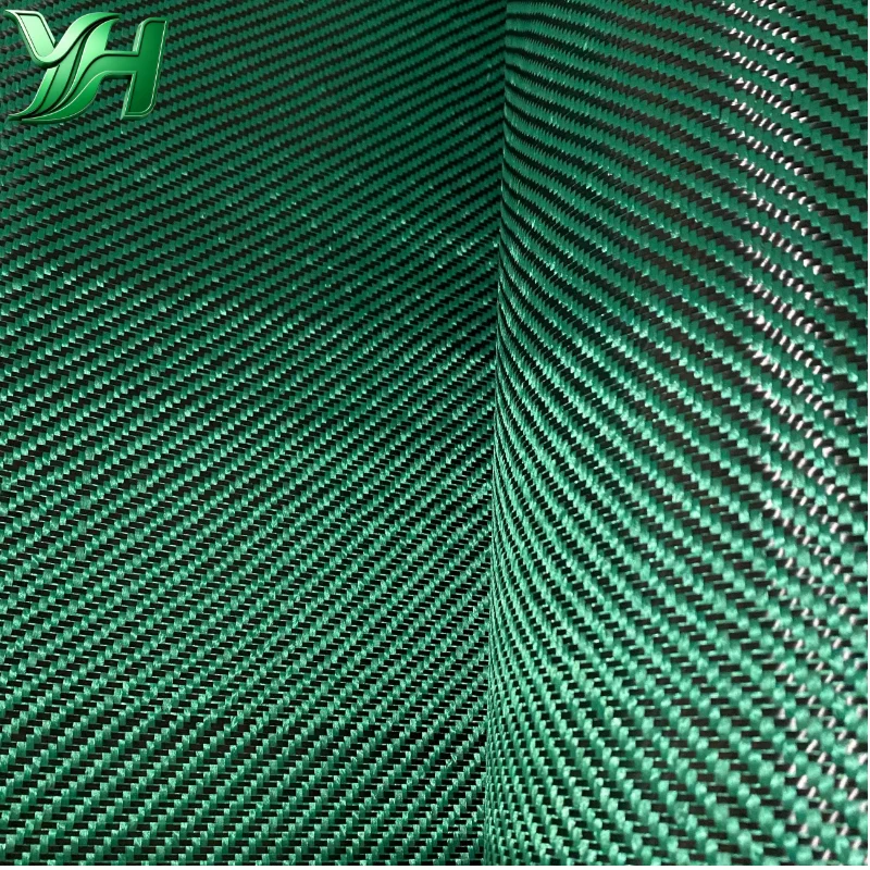 3K 210g Green Black Twill Carbon Fiber Fabric – Engine Cover Trim Sheet for Hood Insulation Pad Heat Shield Decorative Wrap