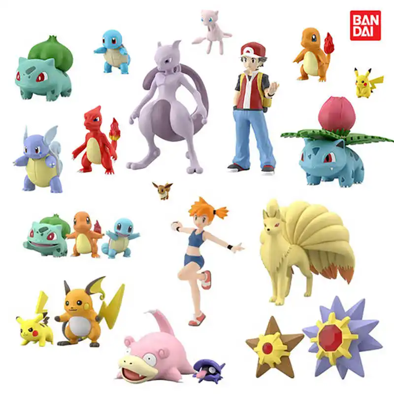 

Bandai Original Pokemon Scale World Anime Figure Shokugan Pikachu Charmander Character Model Toy Gift Collection Anime Series