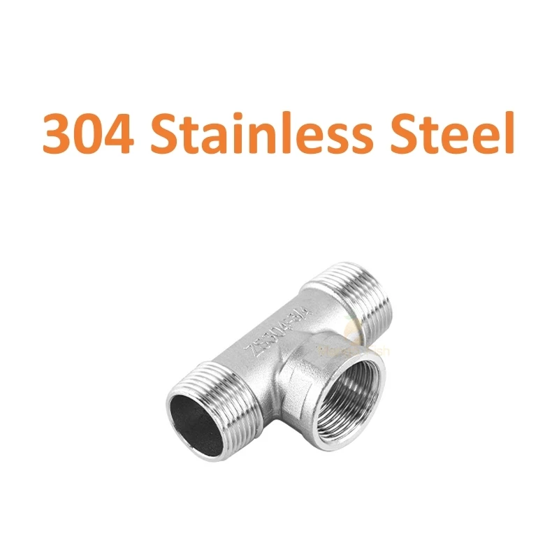 DN8/DN10/DN15/DN25 ชาย + หญิง + ชายเกลียว 3 Way Tee T ท่อ 1/4 "1/2" 3/4 "1" 1-1/2 "BSP เกลียว 304 สแตนเลส
