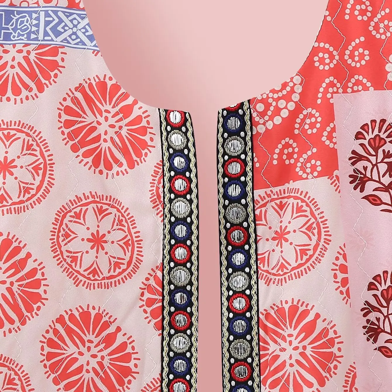 KASLEAD New Women's Fashion Versatile Commute Slimming Vest High-End Feeling Cardigan Short Length Plant Floral Pattern
