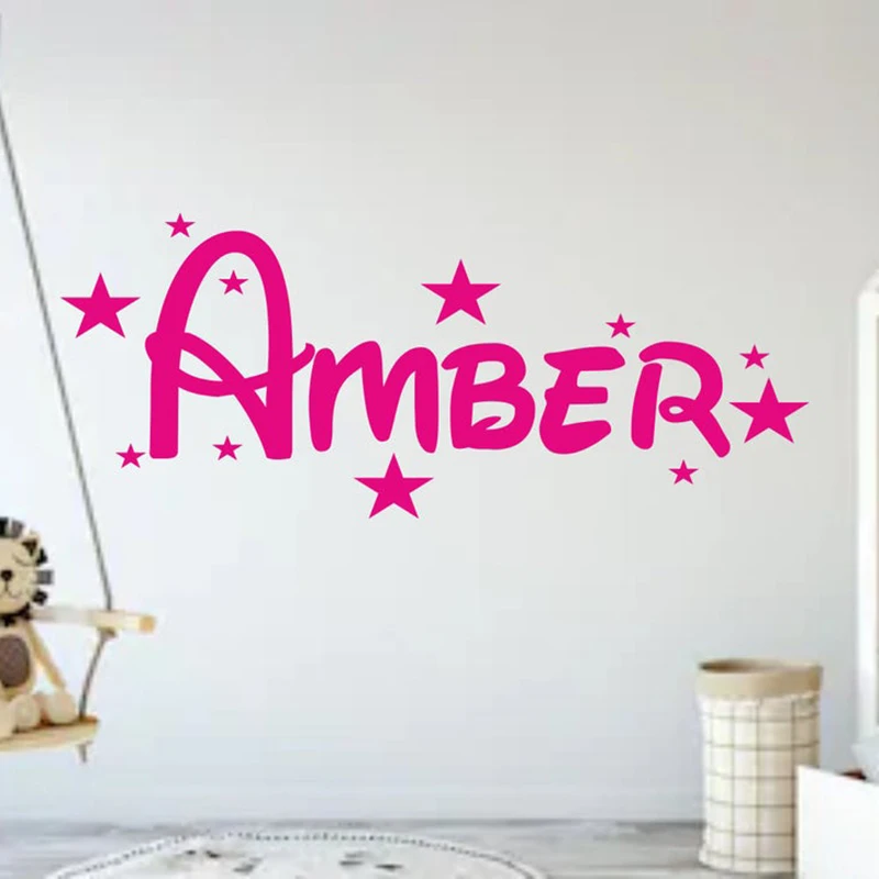 Personalised Name Wall Sticker Stars Decal Door Boys Girls Childrens Name Custom Wall Decals for Nursery Kids Rooms Decor C923