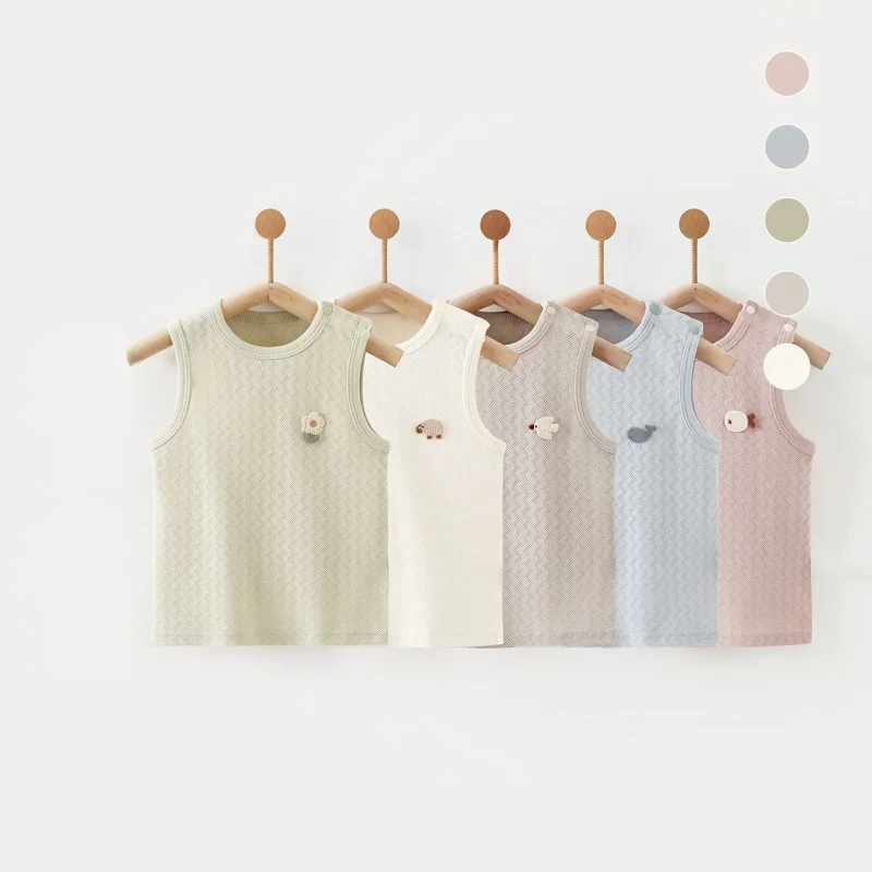 2026 Summer Korean Style 3M-3T Baby Tee Sleeveless Infants Boys T-shirts Cartoon Pattern Kids Tops Casual Children Clothes