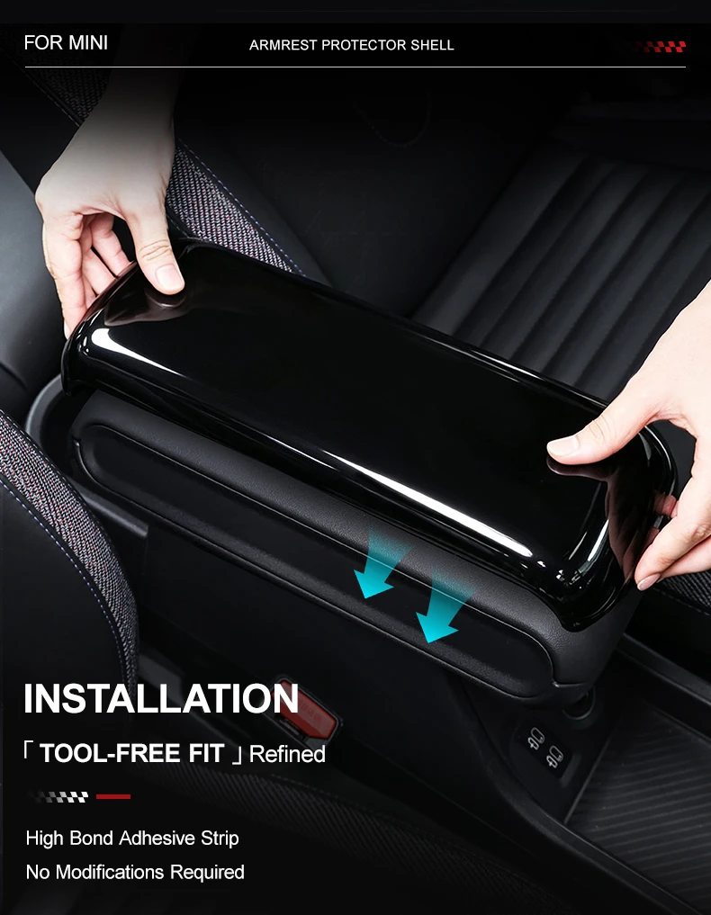 Auto-Mittelkonsolen-Organizer Armlehnenbox-Verkleidungsabdeckung für MINI COOPER S F66 F65 F67 ABS Auto-Innenzubehör – Detail 11