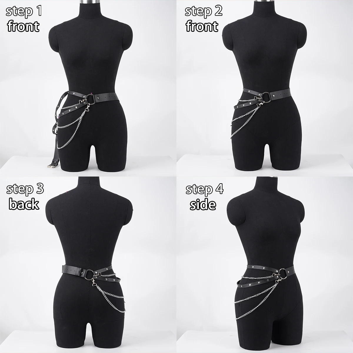 PU レザーチェーンベルト女性のためのファッション女性チェーンハーネスベルトアクセサリーパーティーデート用