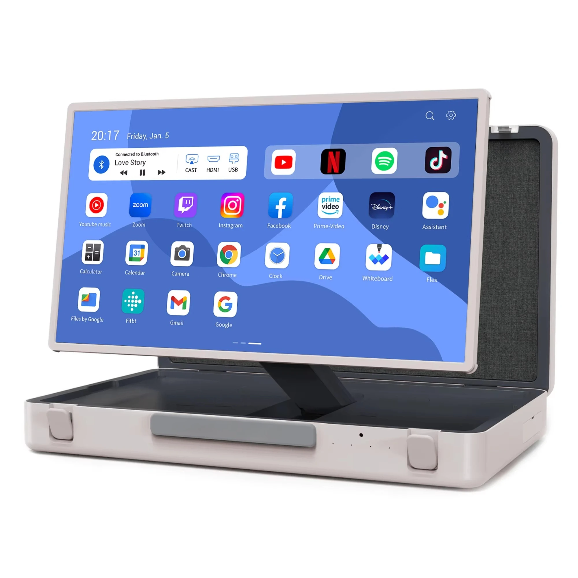 27 Portable Smart TV Android 12 System Touch Screen Briefcase Monitor Suitcase Tablet with Interface Light Emitting