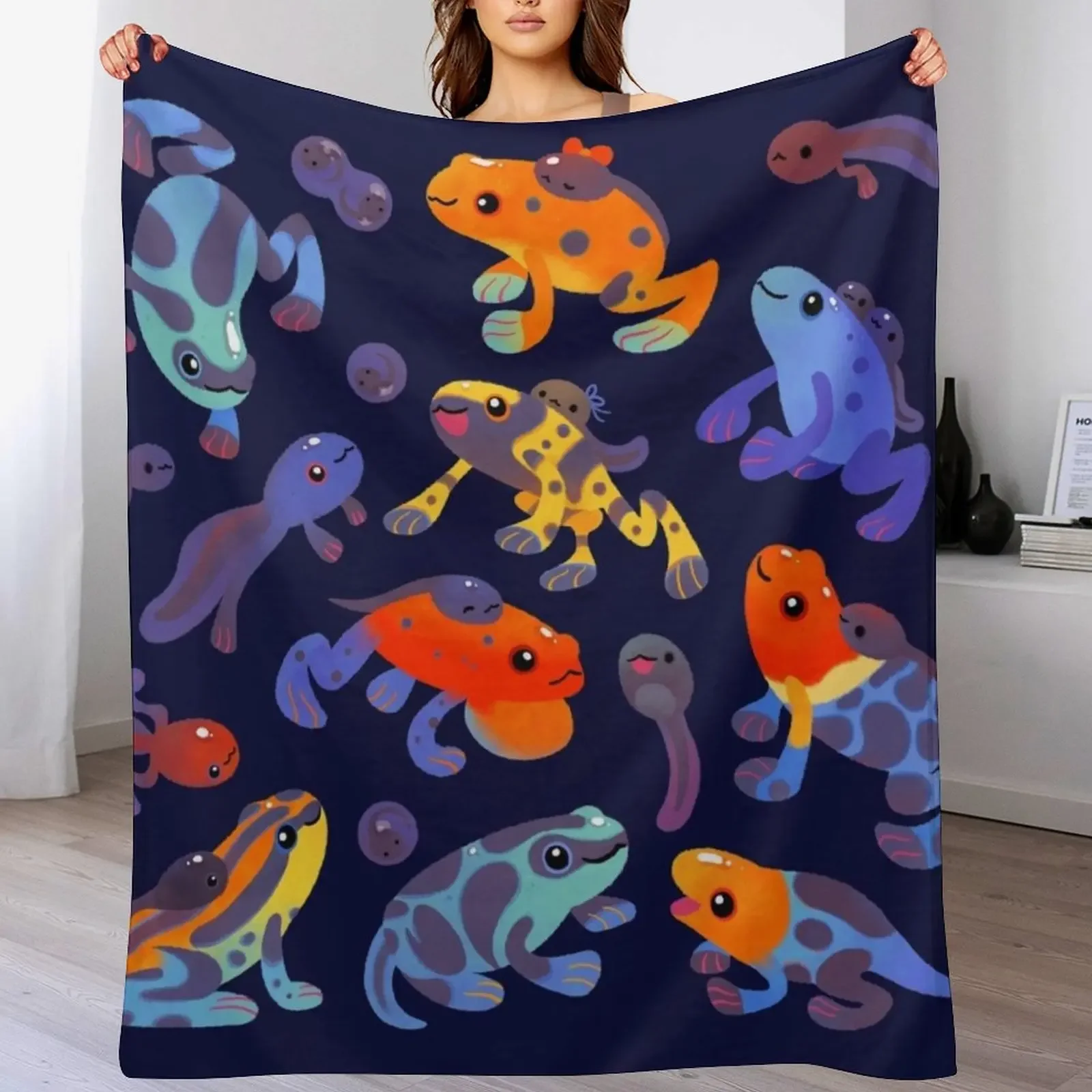 Poison dart frogs - dark Throw Blanket Fashion Sofas wednesday Blankets