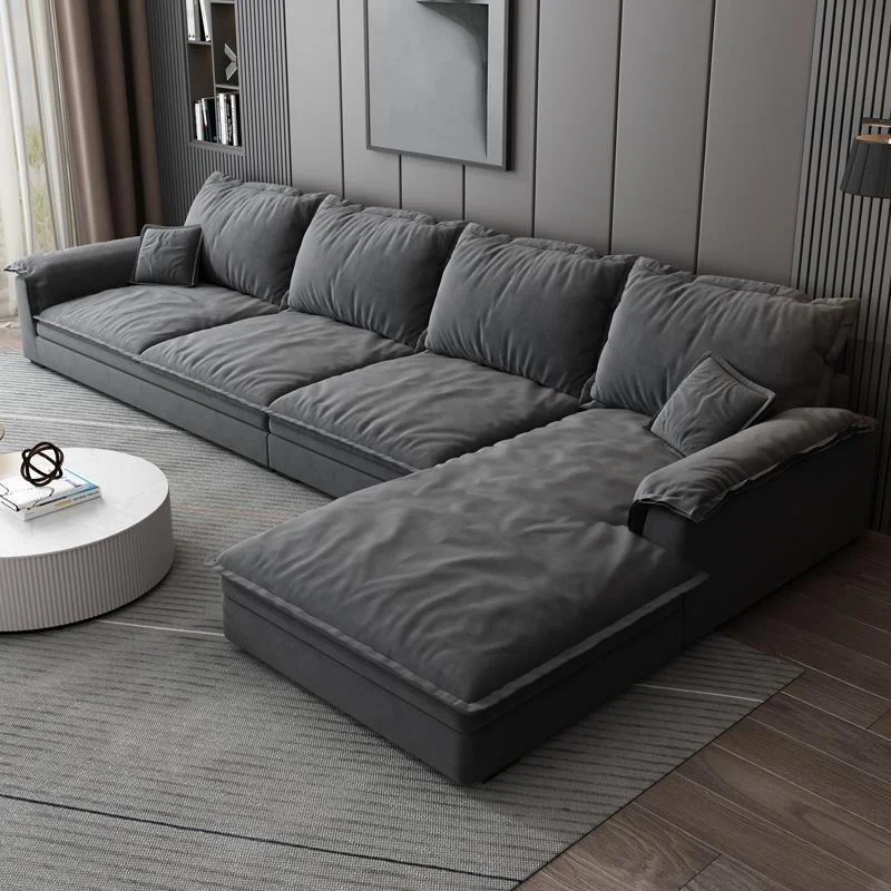 Gray suede corner sofa comfortable and durable home living room sofa