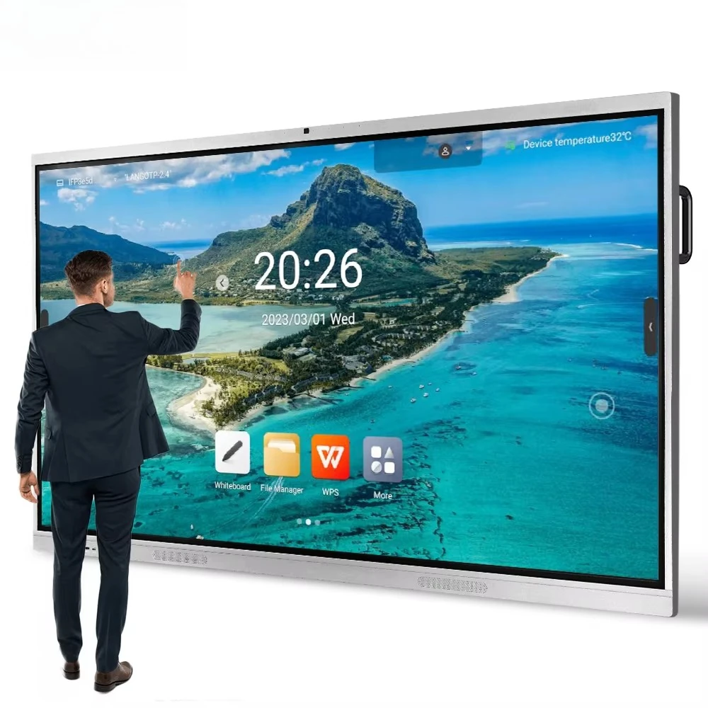 55/65/75/85/100 Inch Android/Wins OPS Dual System Smart Board Touch Screen Wireless Projector Interactive Whiteboard for School