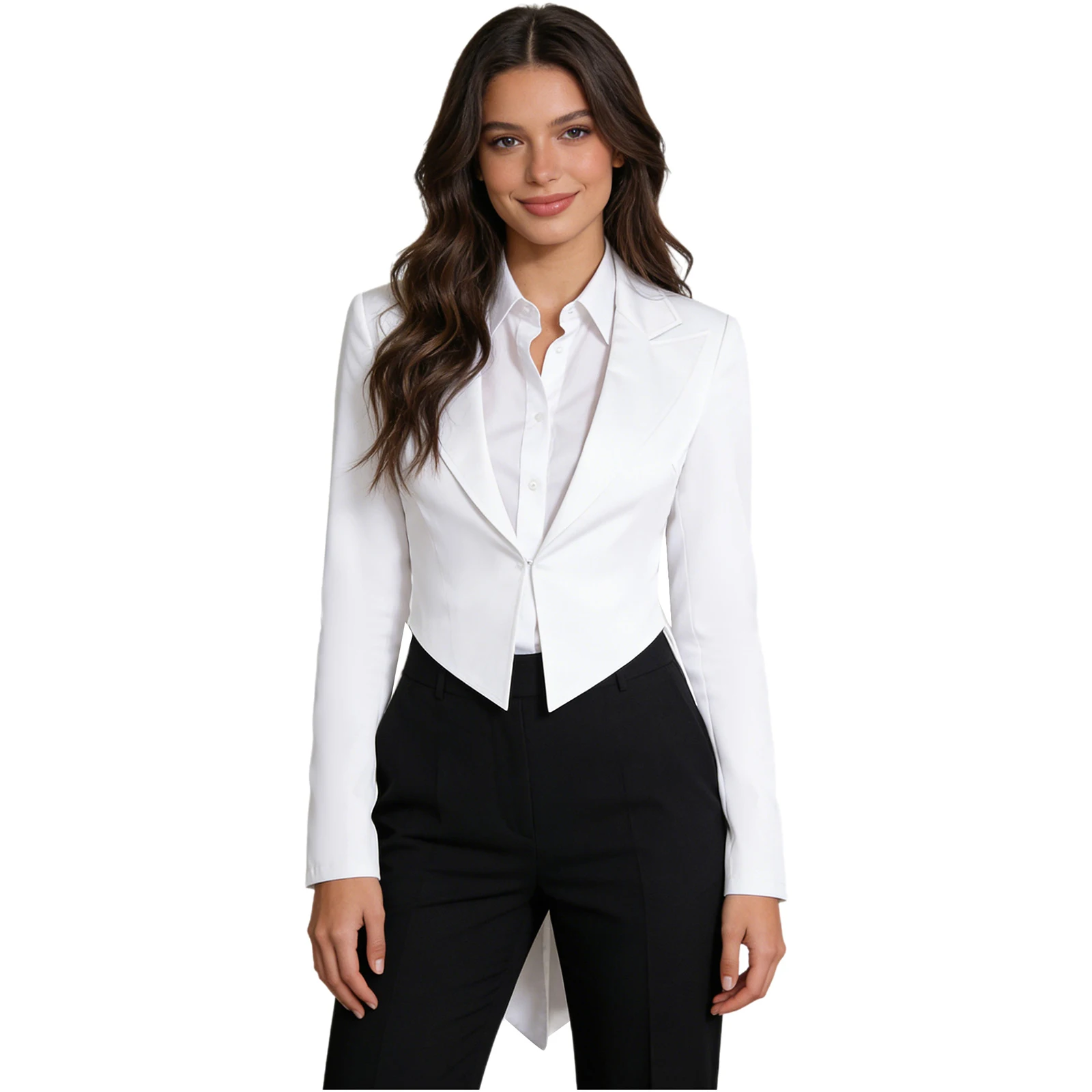 Veste à queue d'hirondelle pour femme, manteau de smoking à revers, manteau de queue, Blazer, vêtements d'extérieur vintage pour discothèque, cocktails, serveuse, Costume de Cosplay