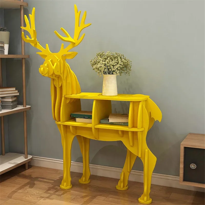 Wooden Elk Deer Floor Decoration for Children, Furniture Ornaments, Bookshelf Racks, Window Prop, Living Room Decor, Shelves Woo