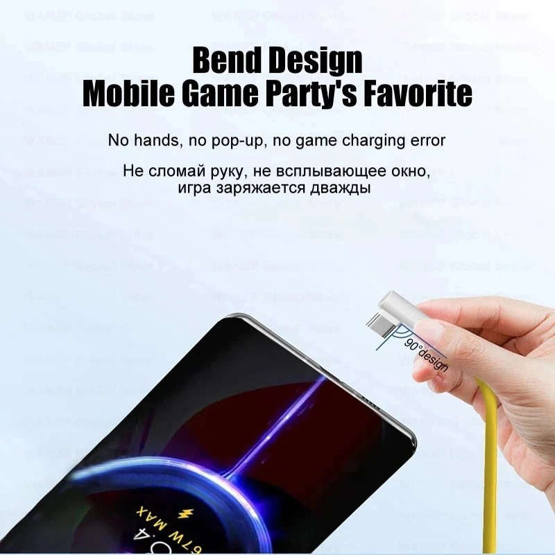 شاومي-كابل شحن سريع أصلي ، ، W ، 6A ، USB ، نوع C ، ألعاب ، كوع 90 درجة ، Mi 12 ، 11 ، 10 Pro ، Poco ، Redmi Note ، K40 ، Tipo #2