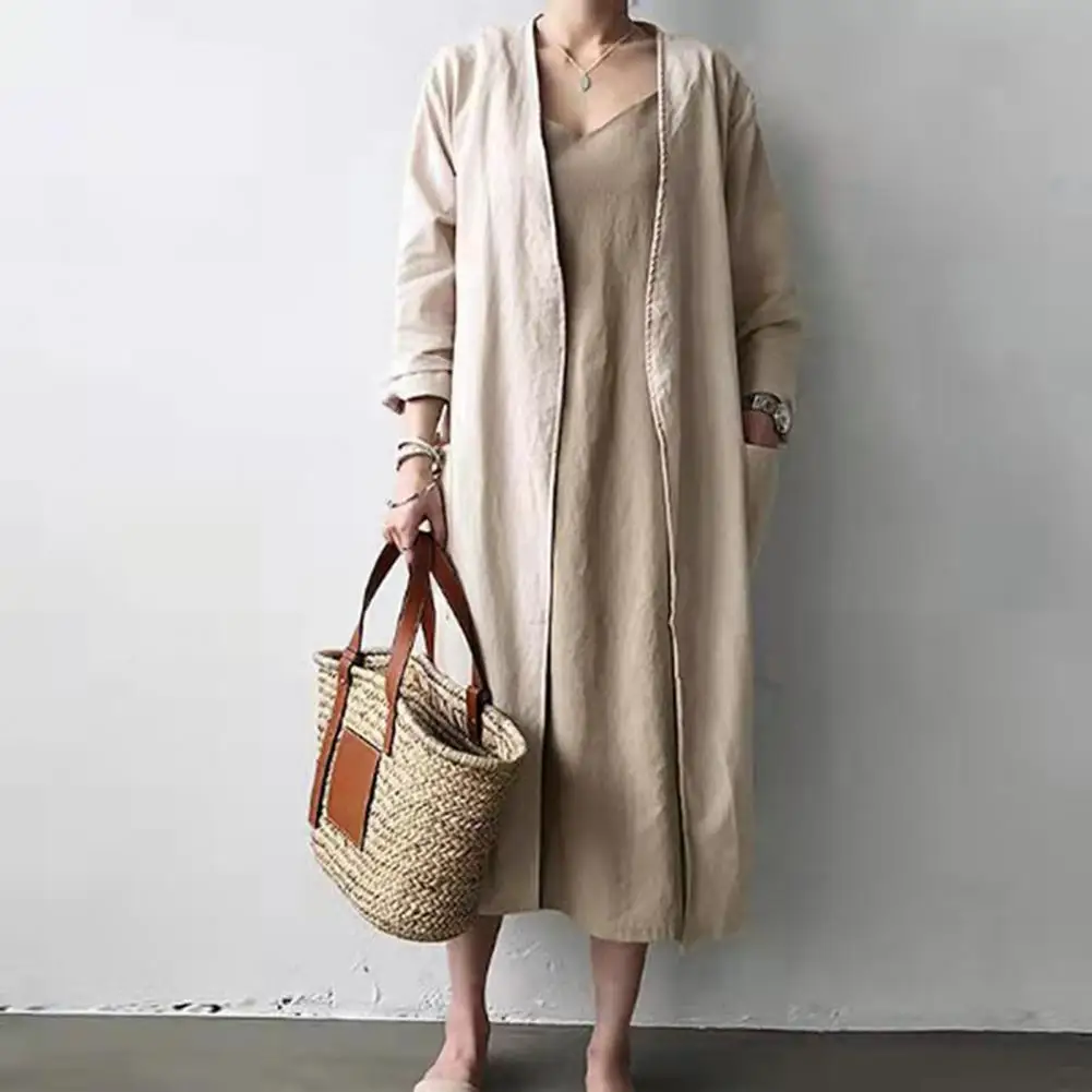 Women Long Coat Stylish Women's Long Trench Coat Collection V-neck Cardigan Sun Protection Jacket Fashionable Kimono for Summer