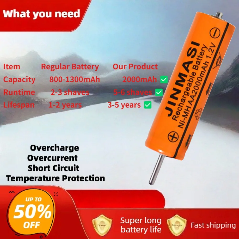 Replacement Battery For Panasonic ES365 3042 3050 4001 4025 4035 27 33 Razor, 1.2V 2000mAh Ni-MH Rechargeable for ES4033 Trimmer