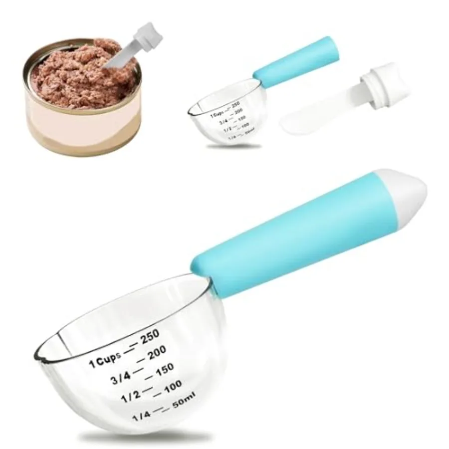 

Dog-Cat Food Scoop 1 Cup Pet Food Measuring Cup with Long Handle Food-Grade Scoop for Dogs Rabbit Wet or Dry Food Easy to Clean