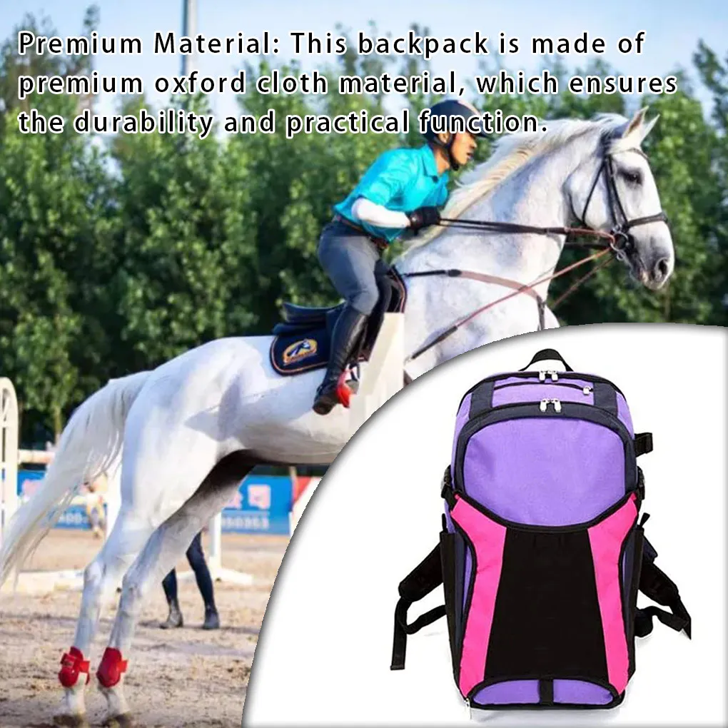 Equestrian Backpack Waterproof Training Equipment Holder Storage Bag Interior Compartment Horse Riding Gear Rucksack