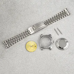 For Datejust Case Stainless Steel Three/Five Beads Strap fit NH35 NH36 Movement 28.5mm Dial Bracelet Waterproof Watchcase Parts