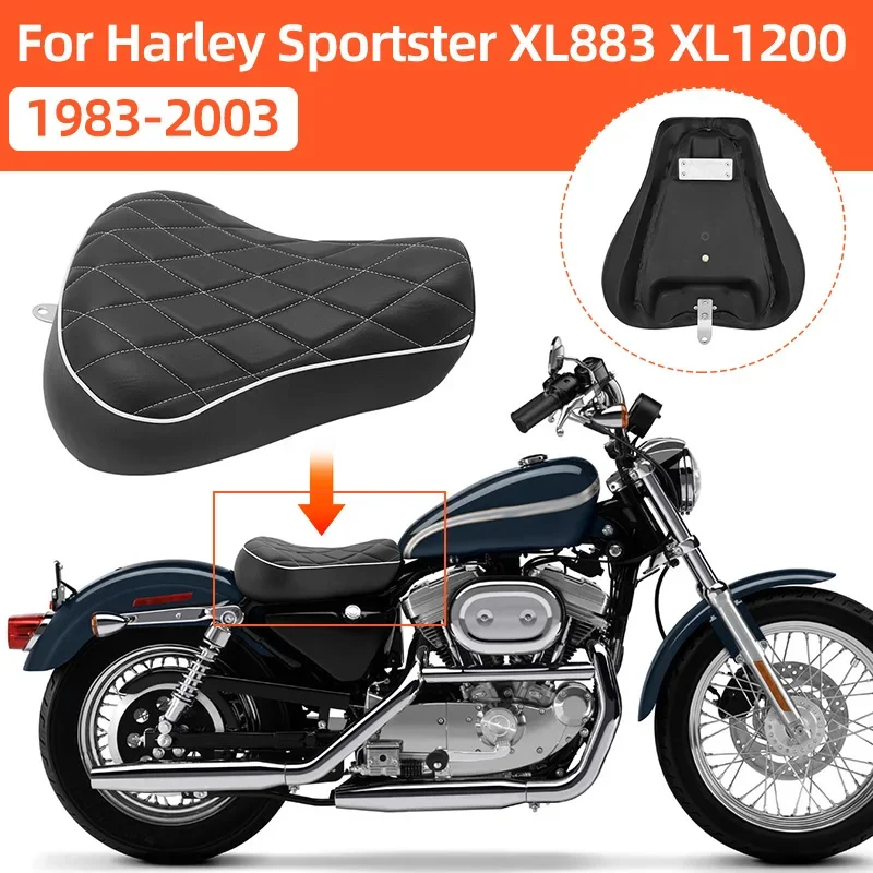 Motorcycle Front Driver Leather Pillow Solo Seat Cushion For Harley Sportster 883 1200 Custom XLH 1100 Roadster XLS 1983-2003