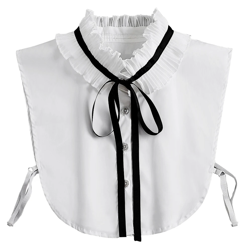 Korean female organ lace pleated stand-up collar bow lace-up shirt fake collar accessories manufacturers wholesale
