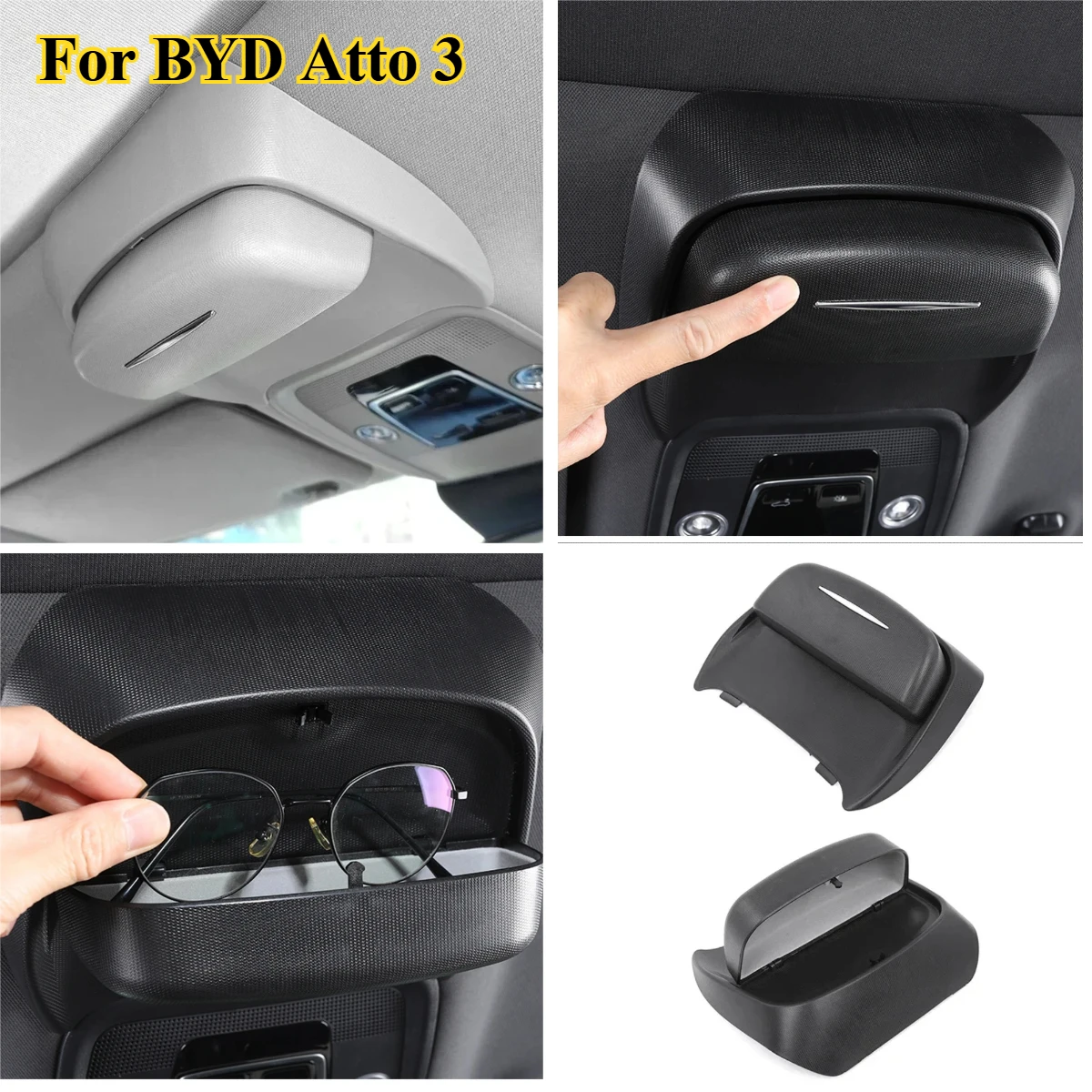 

Gray Black Car Sun Glasses Case For BYD Atto 3 2022 2023 Sunglasses Storage Box Holder Interior Modification Car Accessories
