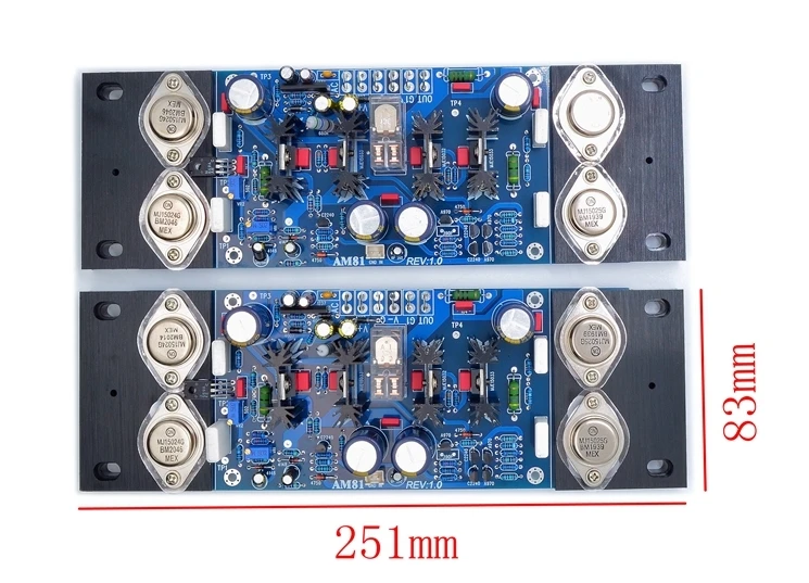 Placa amplificadora estéreo de alta potência 200W * 2 com transistor encapsulado de metal HiFi A81 com circuito de proteção
