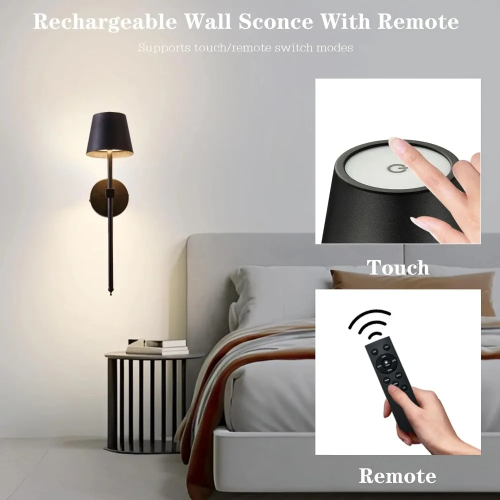 2 pièces mur LED lumière Rechargeable décor à la maison applique télécommande gradation chambre salon intérieur détachable éclairage mural