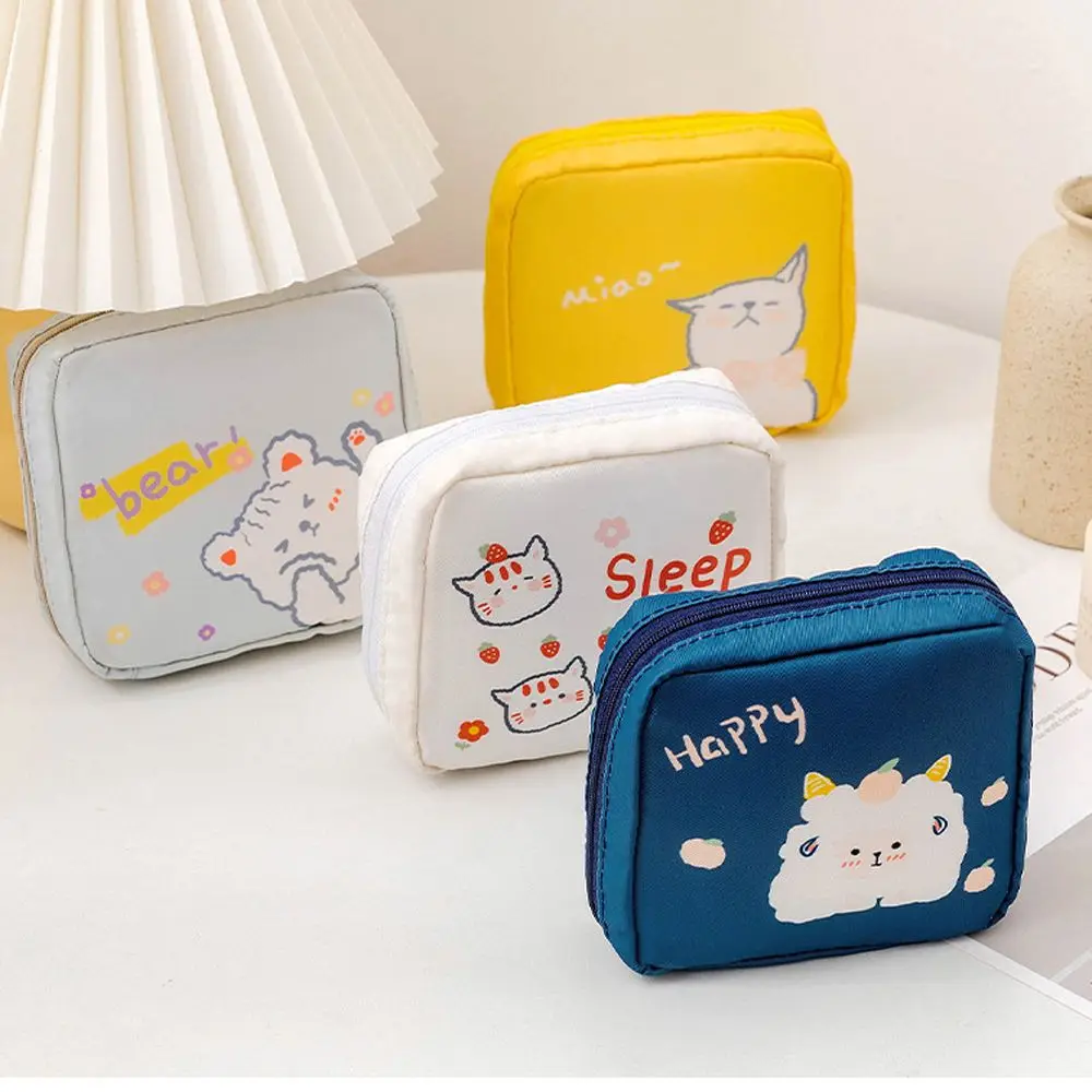 

Cute Women Cartoon Napkin Sundries Tampon Jewelry Organizer Makeup Bag Sanitary Pad Storage Bag Coin Pouch