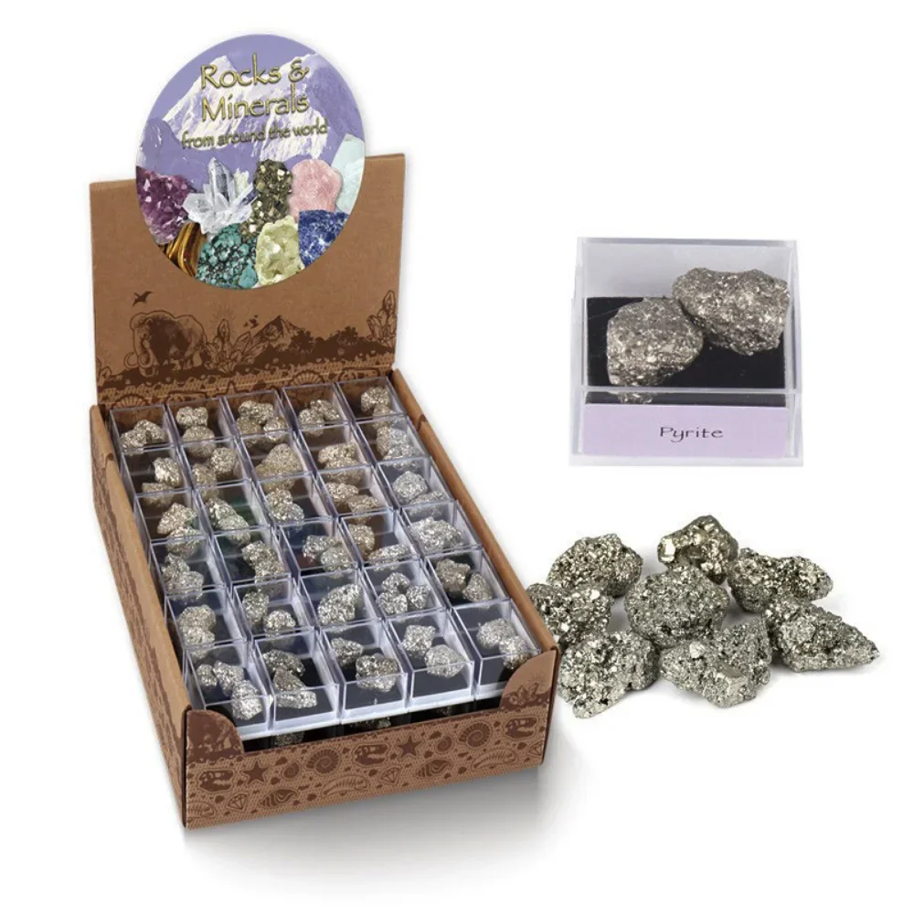 Natural Pyrite Raw Healing Crystal Stone Collection Specimen Mini Box Metaphysical Home Decor