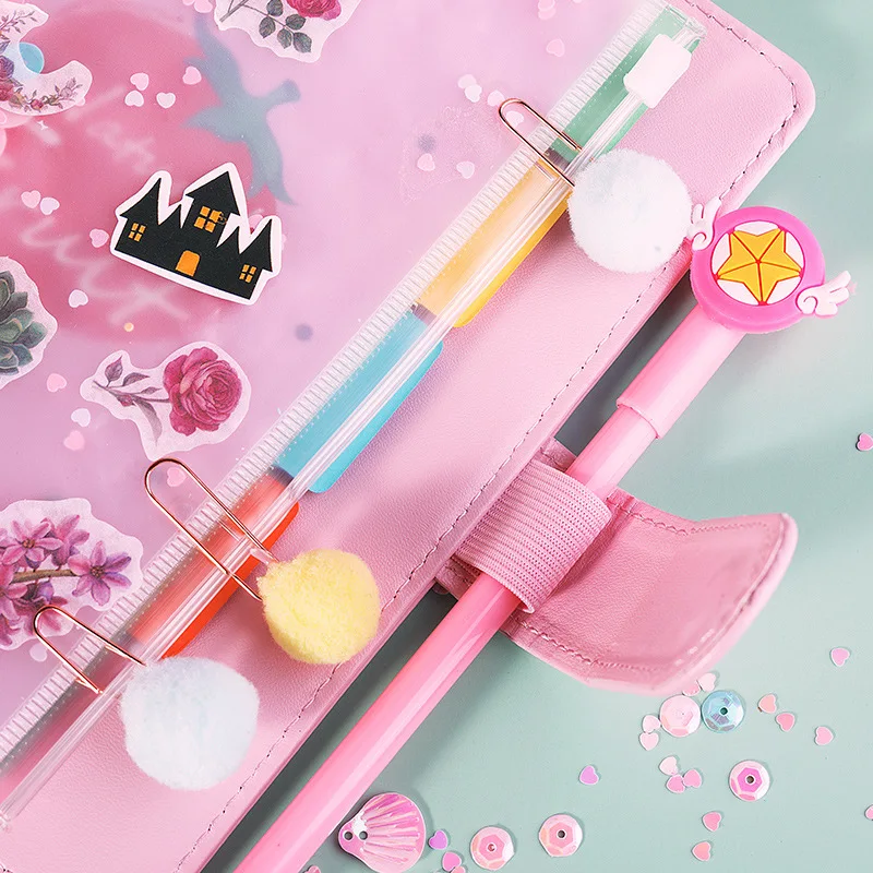 A6 Budget Binder with 12pcs Zipper Envelopes, PU Leather Notebook Binder Cover Refillable 6-Ring with 12pcs Binder Pockets