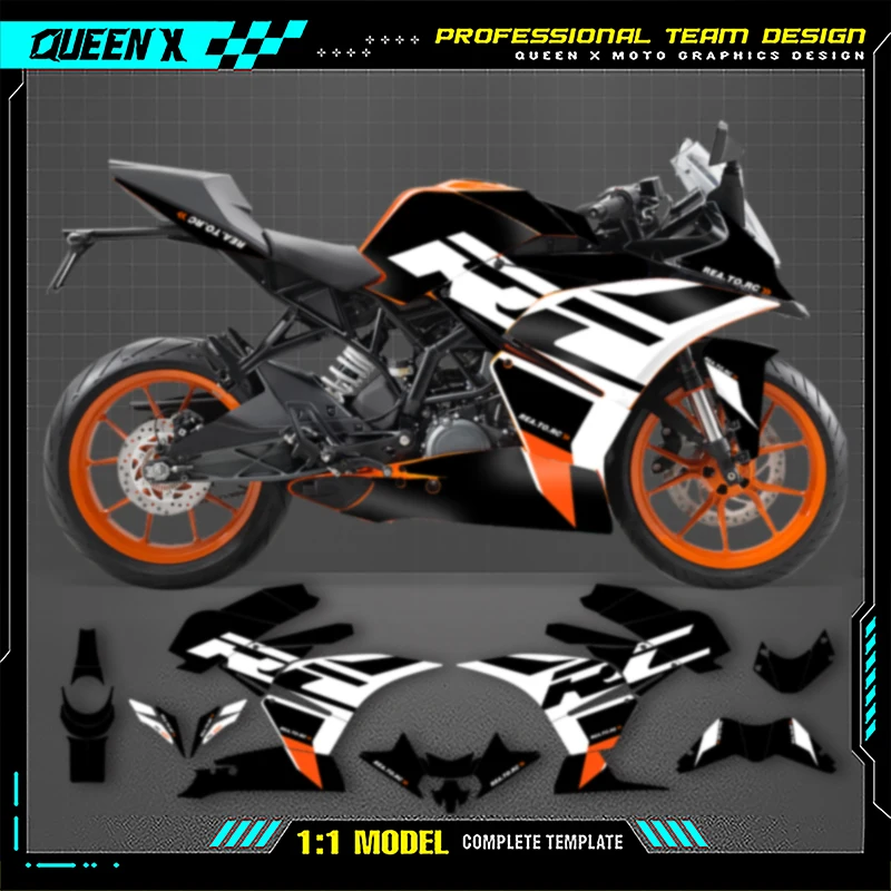 

Queen X MOTOR Graphics Decals Stickers Kits For KTM RC 250 390 2014 2015 2016 Motorcycle Accessories Numer Name Custom 008