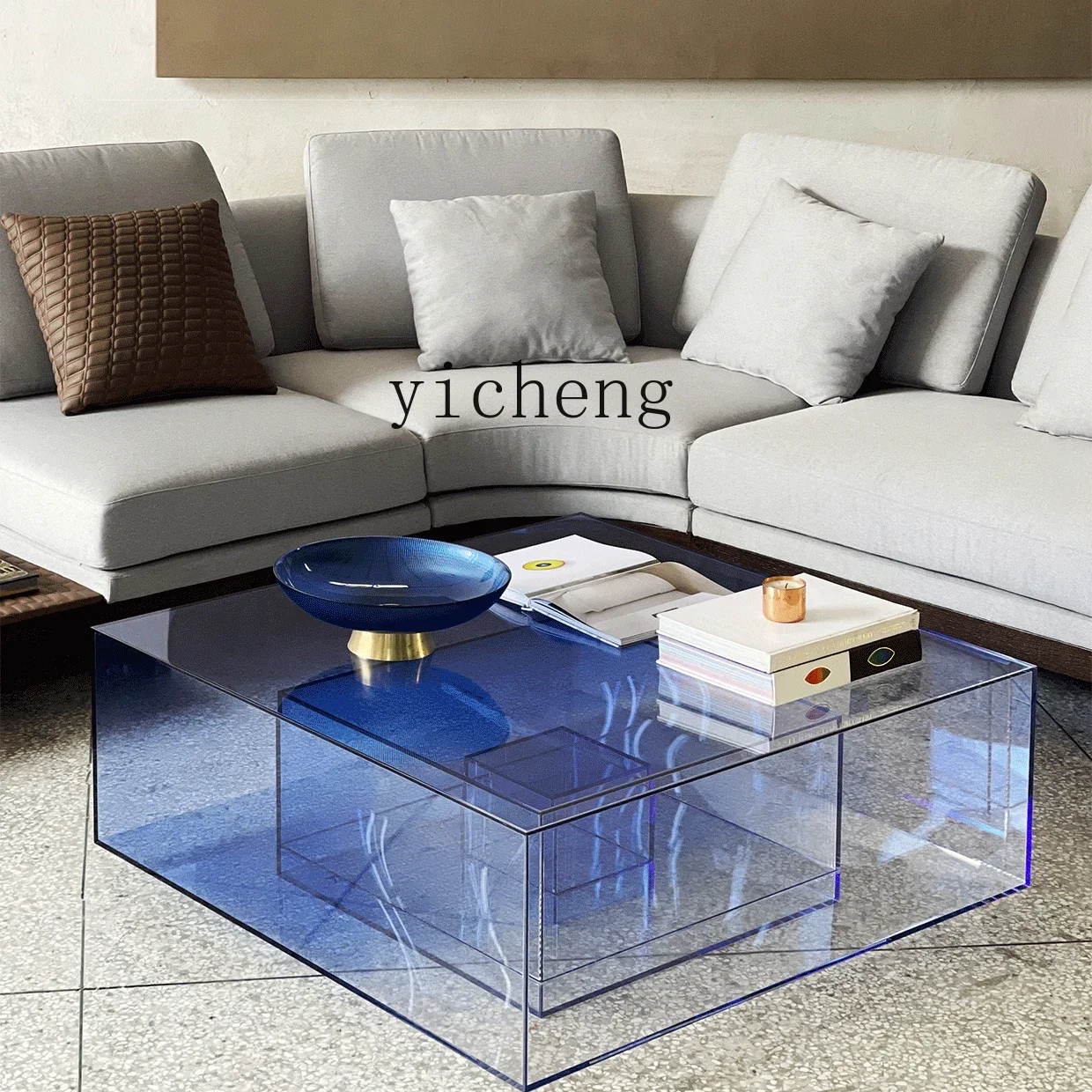 B2 Living Room Small Coffee Table Modern Simple Blue Gradual Change Corner Few Real Estate Villa Creative Acrylic