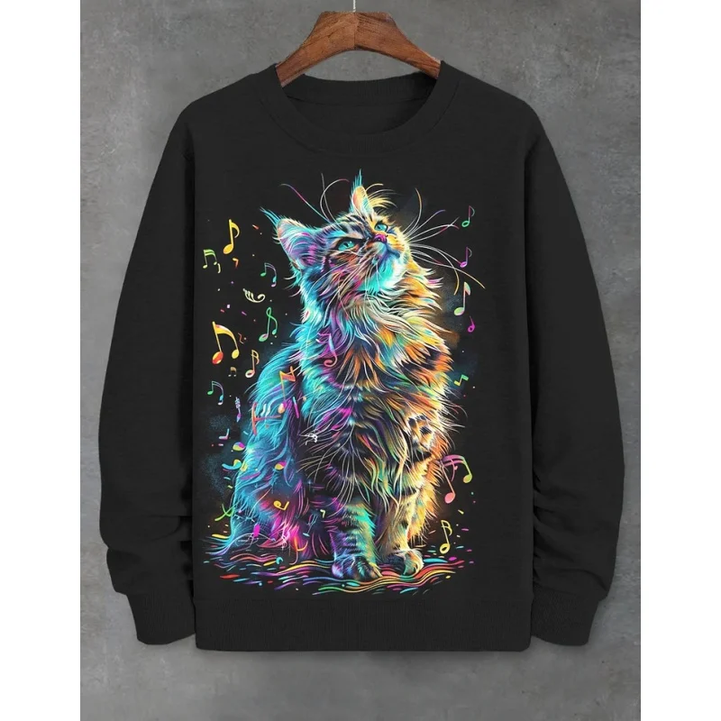 

3D Print Animal Cats Pattern Sweatshirt For Men Funny Creative Loose Round Neck Long Sleeve Tops Oversize Harajuku Style Clothes