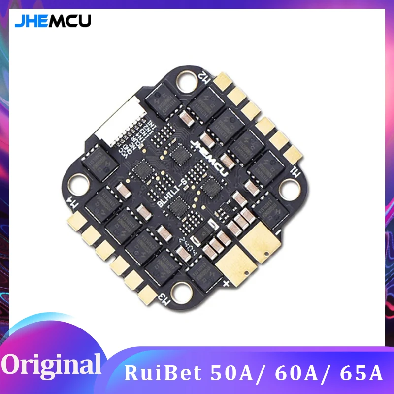 

JHEMCU RuiBet 50A/ 60A/ 65A 3-6S Dshot600 BLHELI_S 4in1 ESC Built - in tvs tube Pole distance 30.5x30.5mm for RC FPV Drone