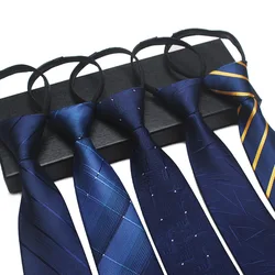 Cravates zippées rayées pour hommes et femmes, Cravates décontractées, Cravate bleu clair profond, Cravate de la présidence, Cravate skinny, Cravate bleu clair profond, Cravate de mariage d'affaires