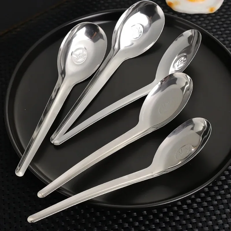 50/1x Stainless Steel Flat Spoons Metal Soup Rice Dinner Spoon Ice Cream Candy Dessert Coffee Teaspoon Kitchen Scoops Tableware