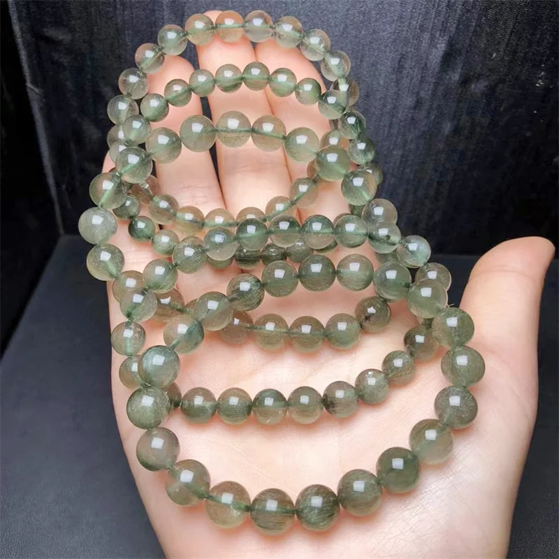 

Natural Green Hair Quartz Bracelet Fashion Gemstone Crystal Jewelry Bangle For Women Healing Bohemia Holiday 1PCS