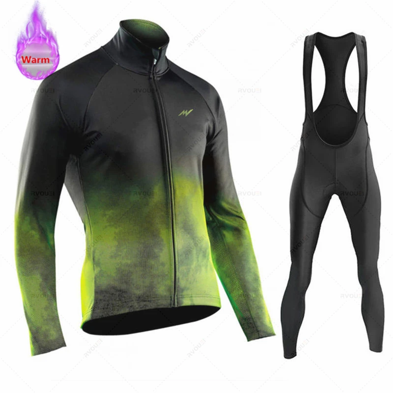 Morvelo Winter New Cycling Jersey Set Thermal Fleece Bicycle Clothing Mountain Bike Shirt MTB Uniform Ropa Ciclismo Long Sleeves