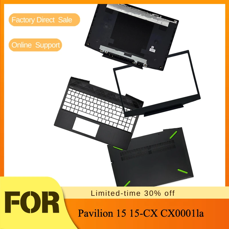 LCD Back Cover/Front Bezel/Hinges/Palmrest/Lower Bottom Case/Green For HP Pavilion 15 15-CX CX0001la