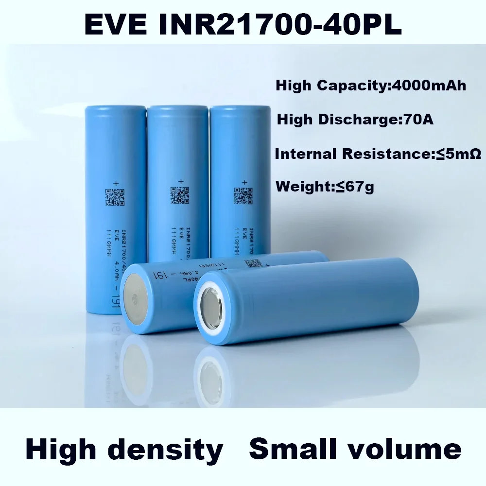 1-10PCS Grade A Original EVE 40PL 21700 Batteries 4000mah 3.6V 70A High Power Cell INR21700/40PL Rechargable Li-ion Bateria