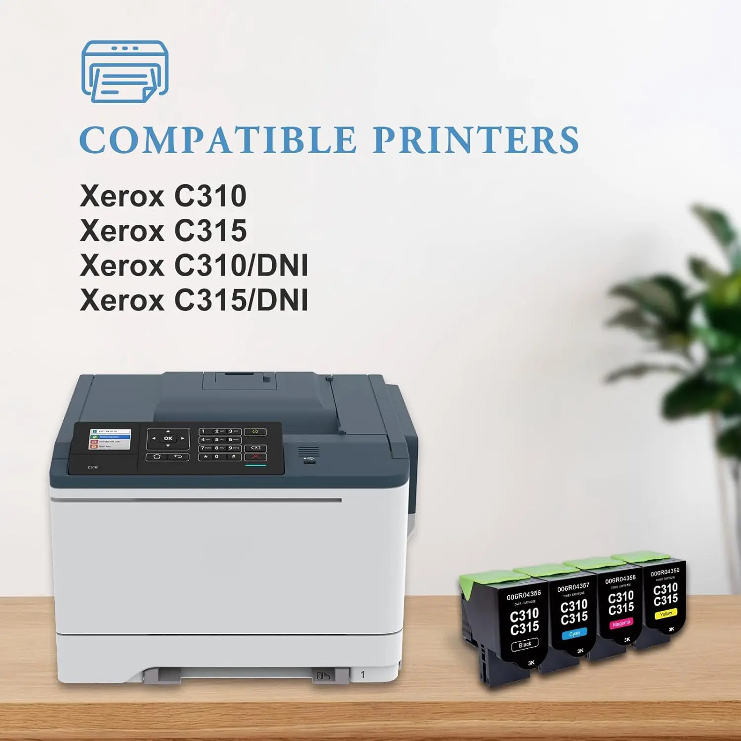 Weemay Replacement for Xerox C310 Toner Cartridges 006R004356 006R004357 006R004358 006R004359 for Xerox C310 C315 C310DNI