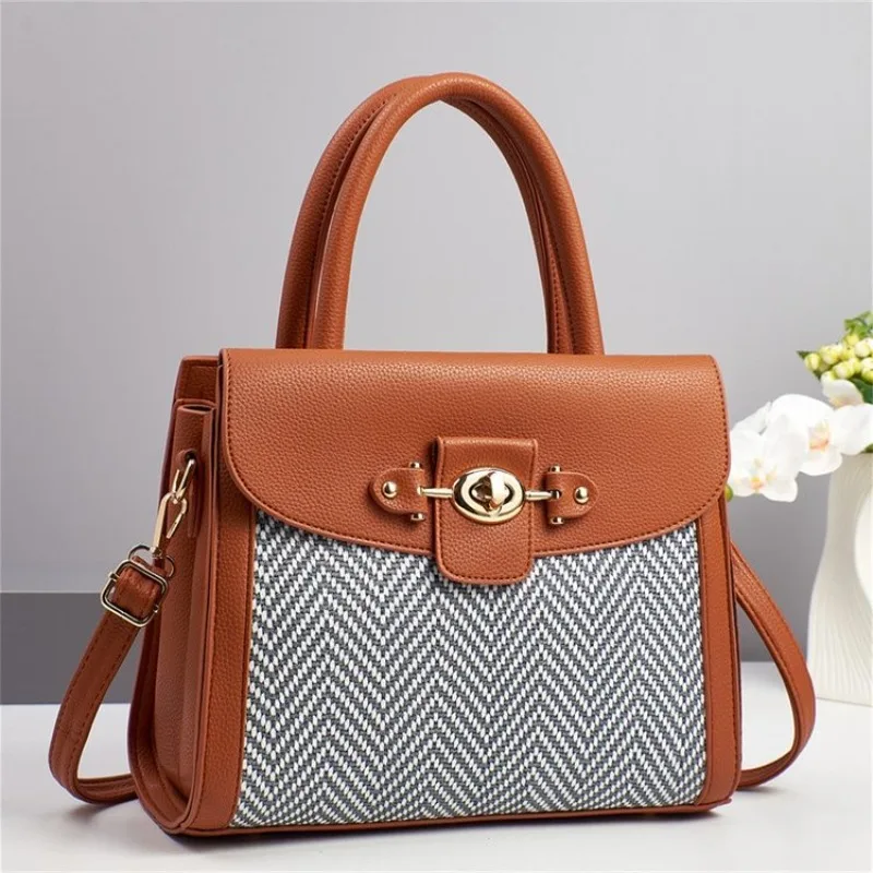 

Elegant Fashionable Luxury Diaper Bag For Women Crossbody Handbag Simple Leather Tote Large Capacity Unique Letter Logo Solid