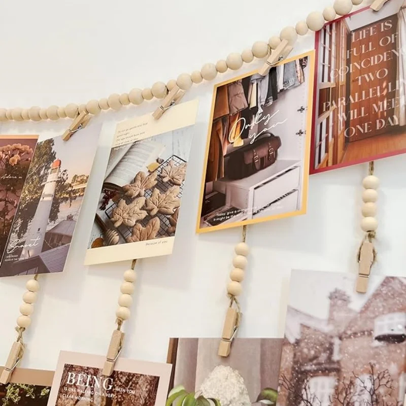 Boho Wooden Bead Photo Display 5