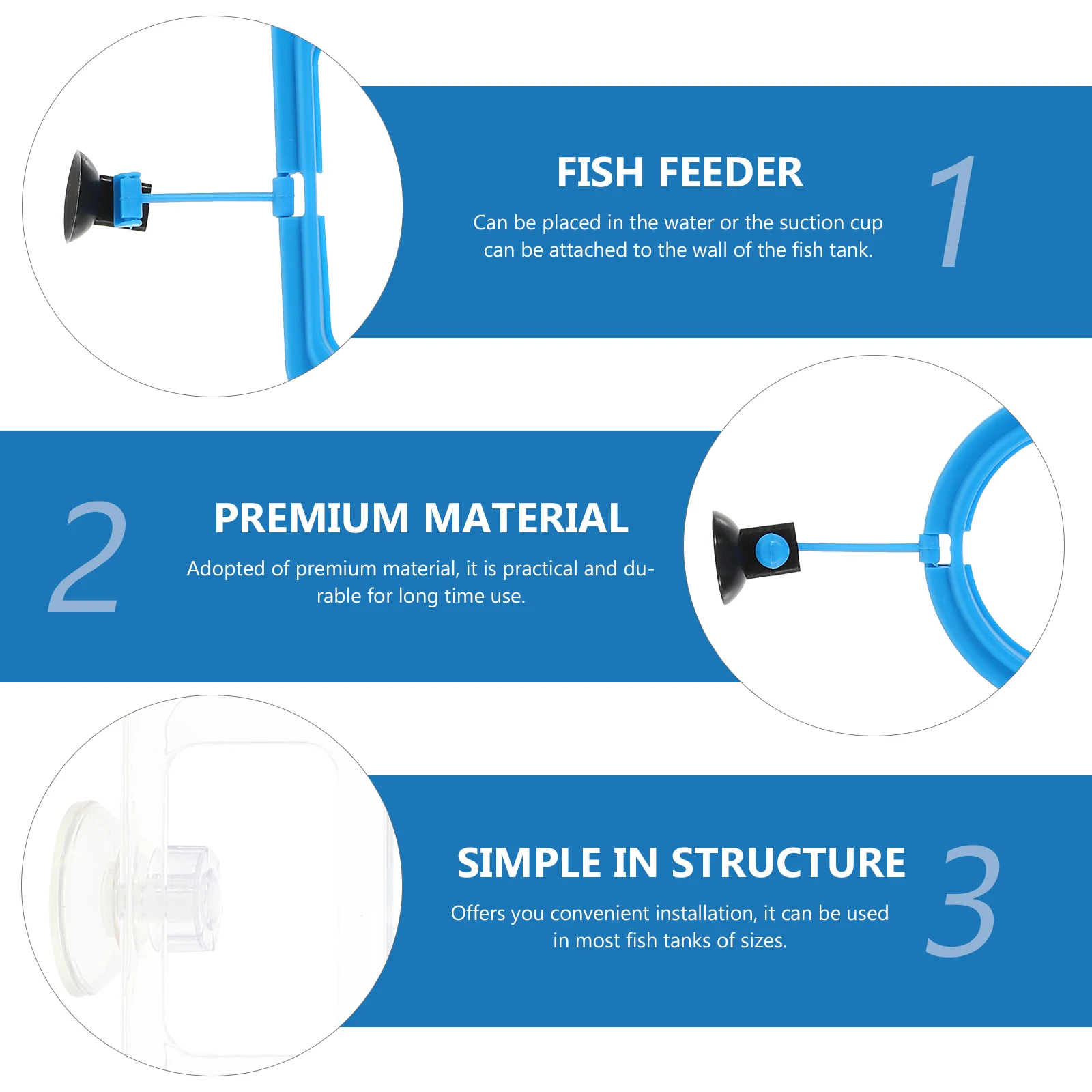 

3pcs Ring Aquarium Suction Cup Fish Feeder Container For Most Tank Sizes Durable Pp Silicone Acrylic Material Easy