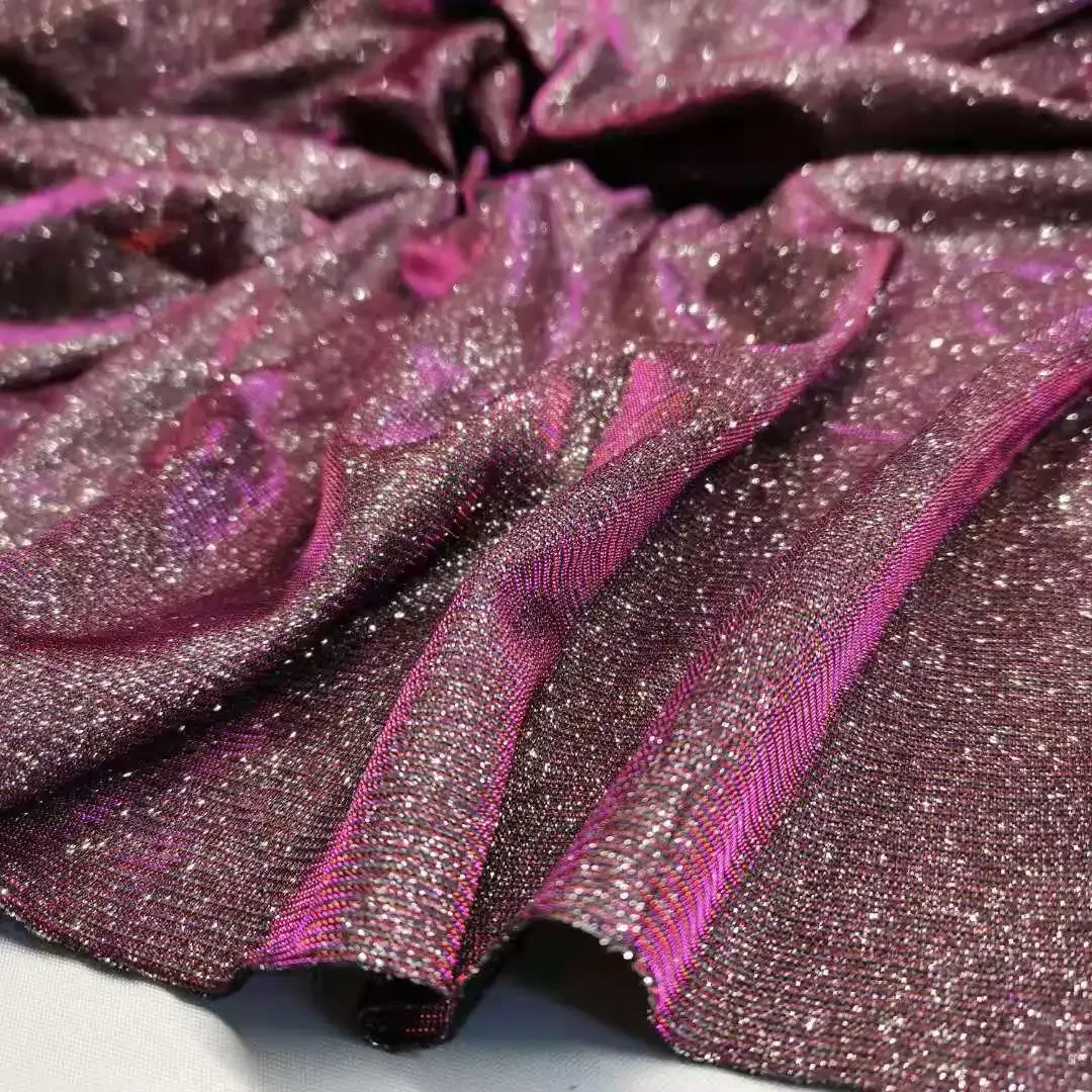 Wedding Dress Fabric Magic Color with Glittery Powder Bling Stretch Lurexy Sparkling Cosplay Party Dress Decoration 1 Yard