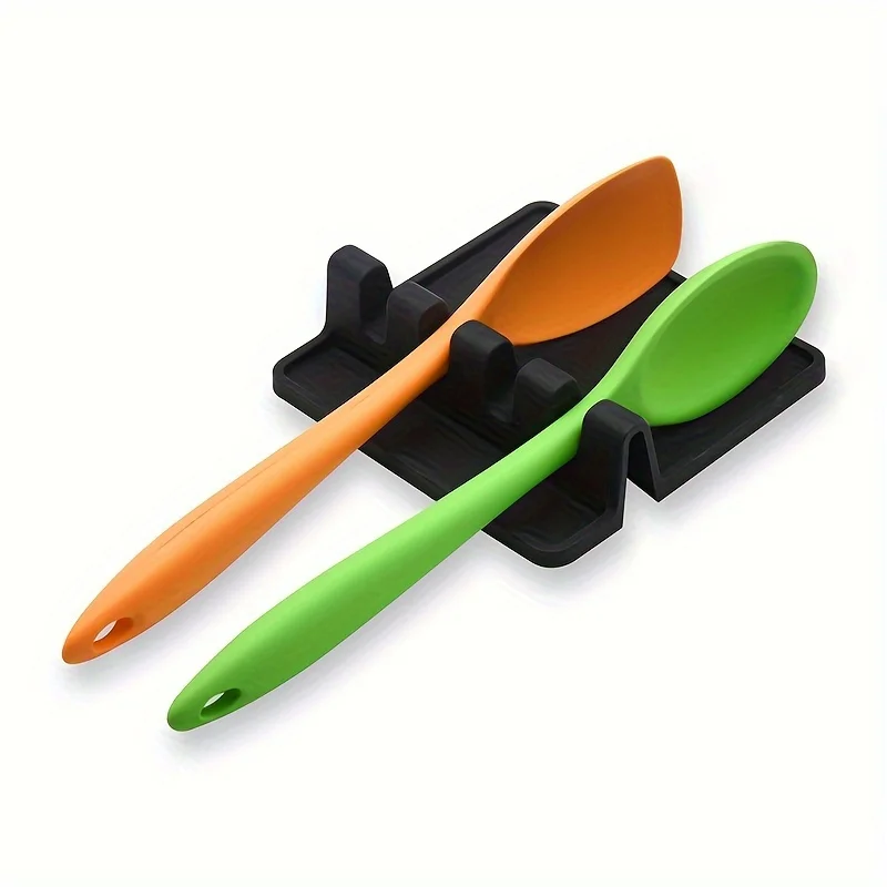 2pcs Heat-Resistant Silicone Utensil Holder with Drip Pad - Perfect for Stove Spoons, Spoons, and Tongs - Kitchen Essential