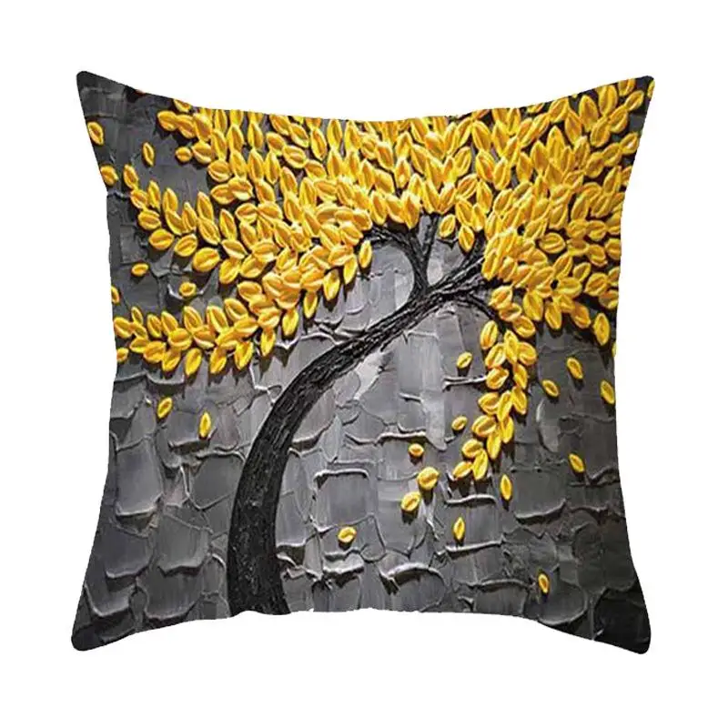 1pcs 45cm Personalized 3D Oil Painting Cushions Cover Colorful Tree Series Pillowcase Home Sofa Decoration Pillow Case