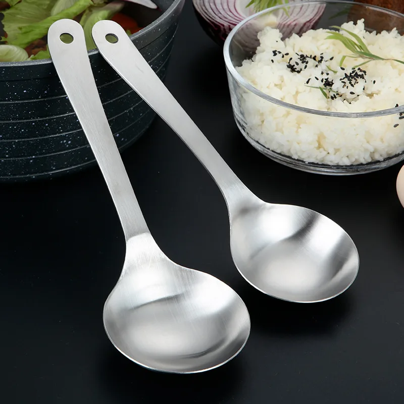 Stainless Steel Rice Soup Spoon Long Handle Stirring Dessert Spoons Golden Mirror Polished Tableware