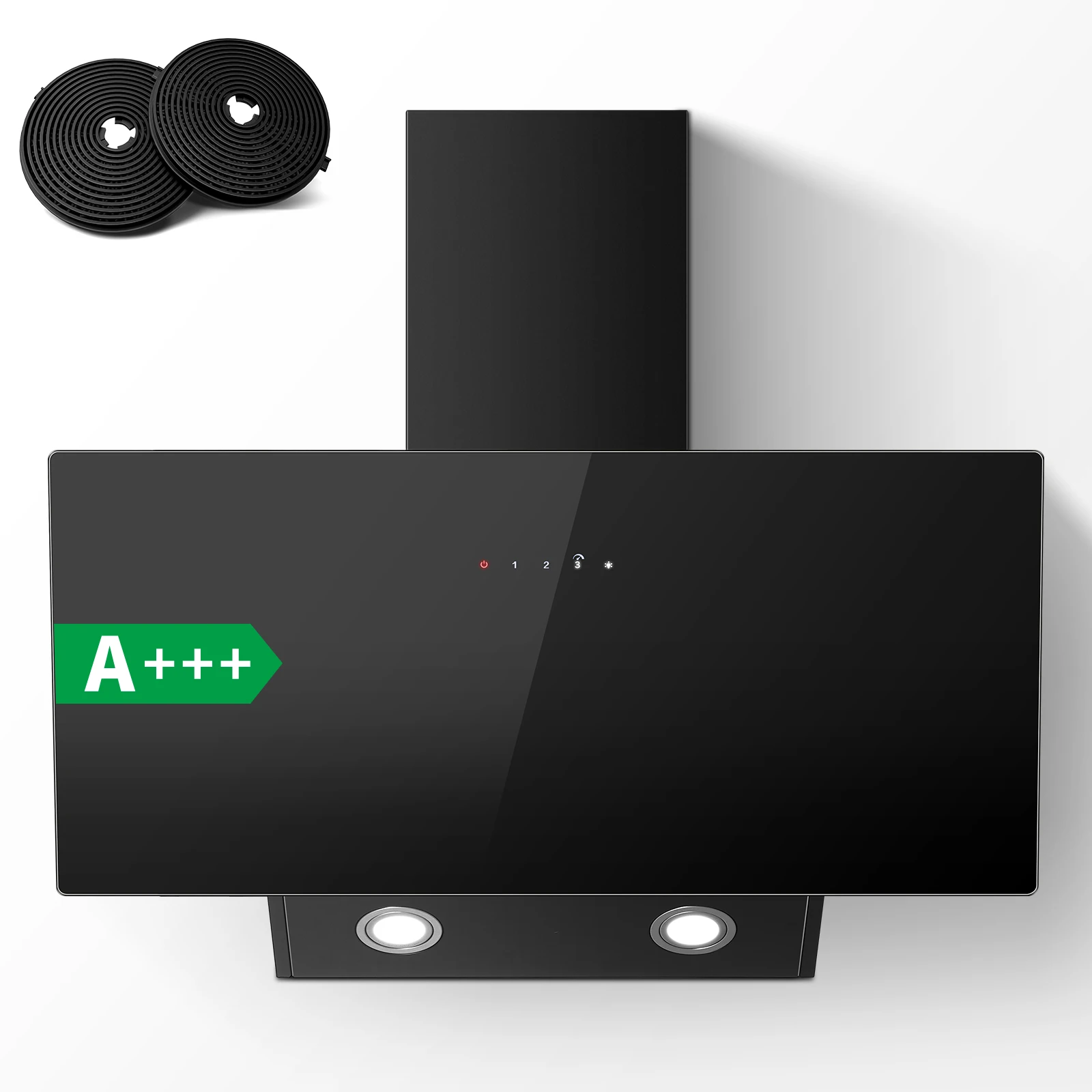 Dunstabzugshaube 90cm mit Aktivkohlefilter A+++ 450m³/h Touch Control LED Beleuchtung 9min Ausschaltverzögerung