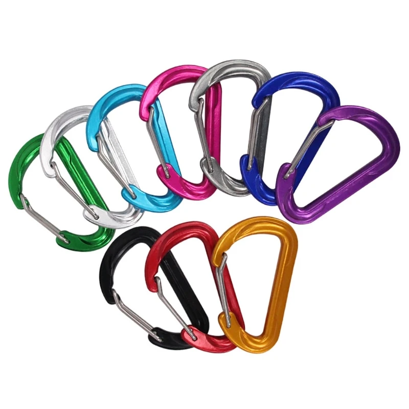 

2Pcs Small Carabiner Clip Spring Snaps Hook Mountaineering Buckle D Shaped Clip R66E